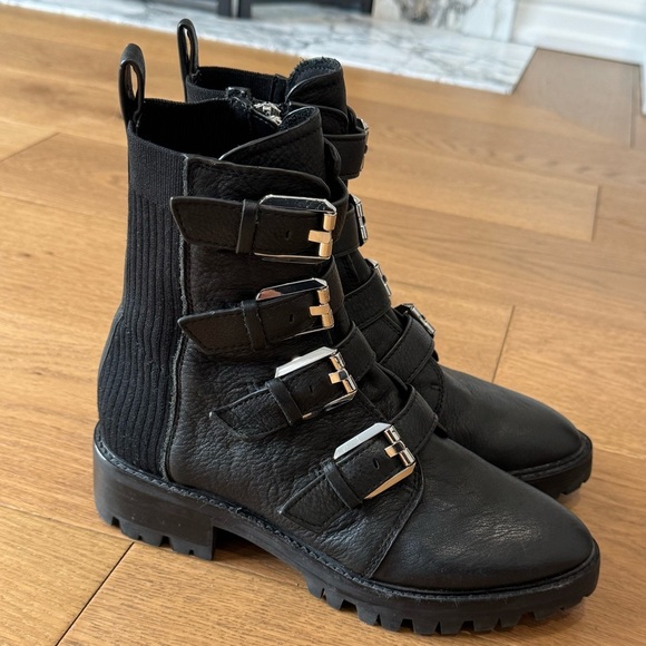 Dolce Vita Gaven Black Leather Lug Combat Boots - Ladies Size 7.5 - Like New - Picture 4 of 6